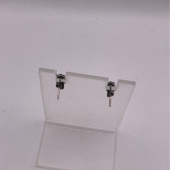 Sterling Silver Square Crystal Stud Earrings - Picture 3 of 3